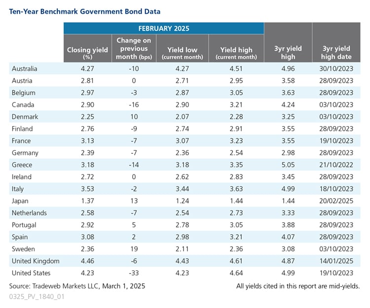 February 2025 government bond update chart